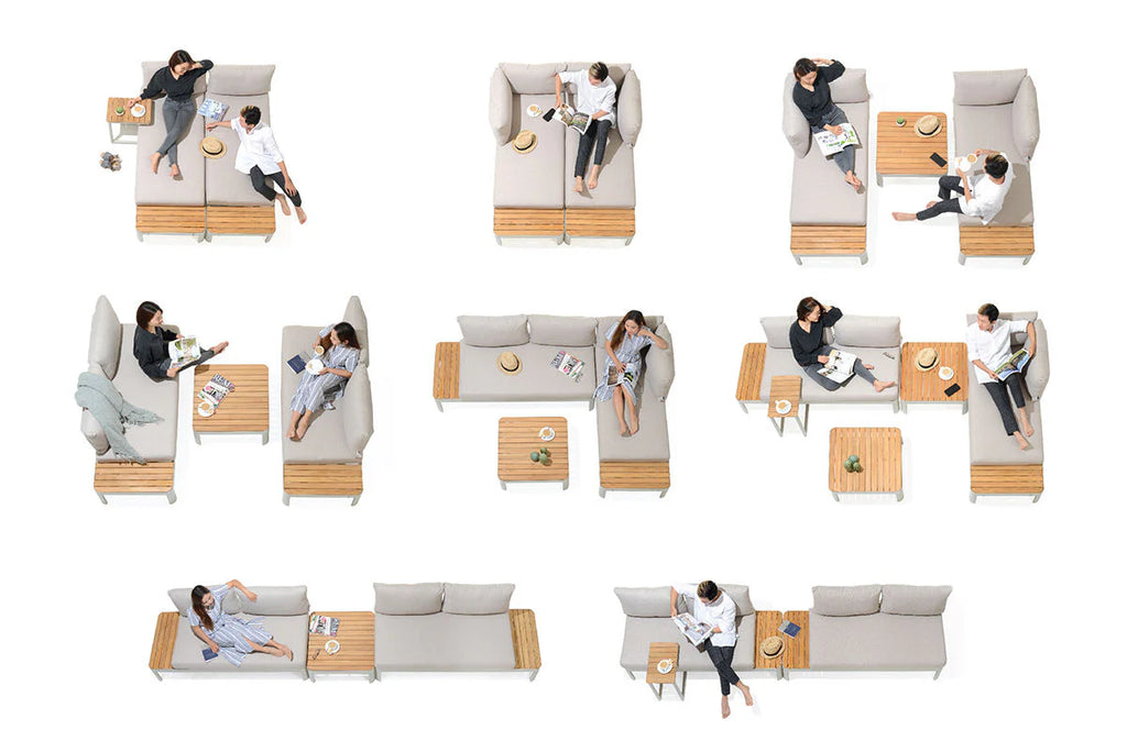 Portals Teak and Aluminum Modular Sofa 3Pc Set